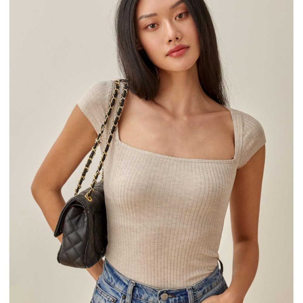 REFORMATION BARDOT KNIT TOP